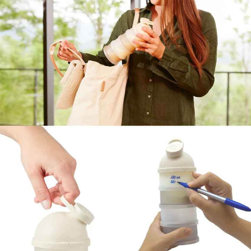 Δοσομετρική θήκη γάλακτος Babydose mineral beige με 4 αεροστεγή διαμερίσματα 