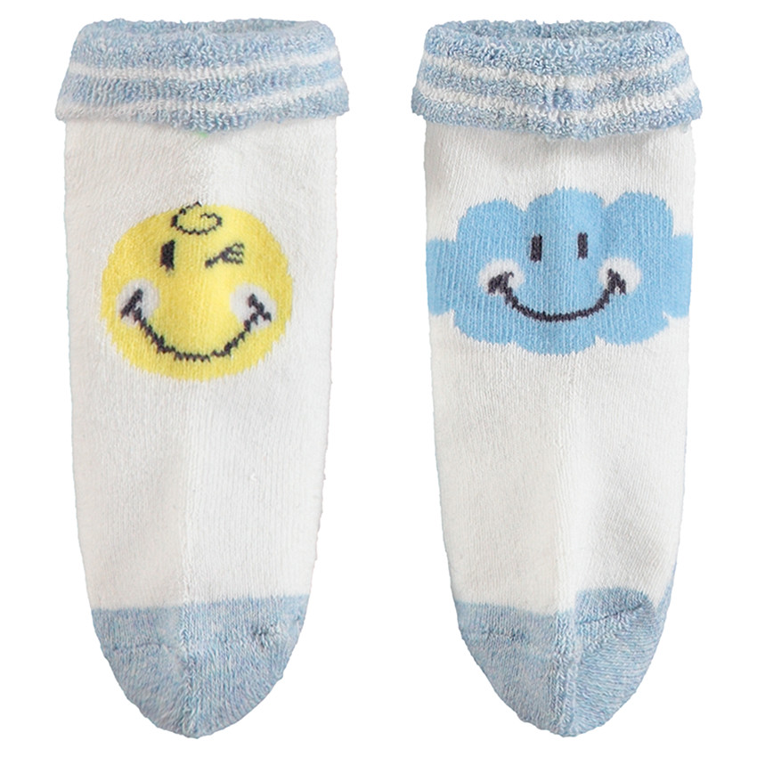 Lot de 2 paires de chaussettes en bouclette motif Smiley  Additional Lot de 2 paires de chaussettes en bouclette motif Smiley