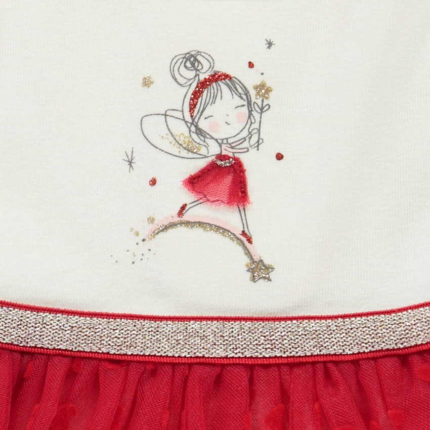 Φόρεμα γιορτινό effet 2-σε-1 bi-matière με καρδιές για bebe κορίτσι 