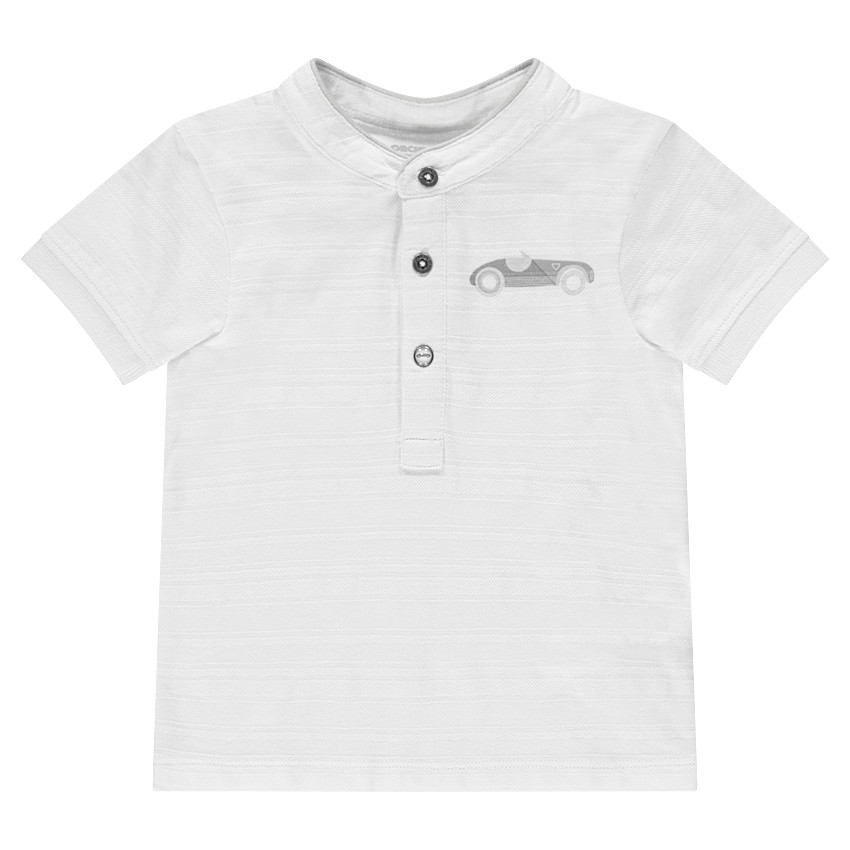 Κοντομάνικο πόλο με ριγέ όψη και στάμπα αυτοκίνητο 