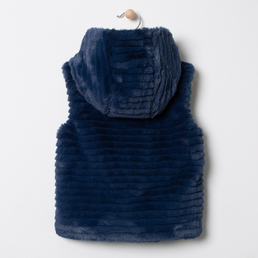 Gilet sans manches à capuche en sherpa badge lune 