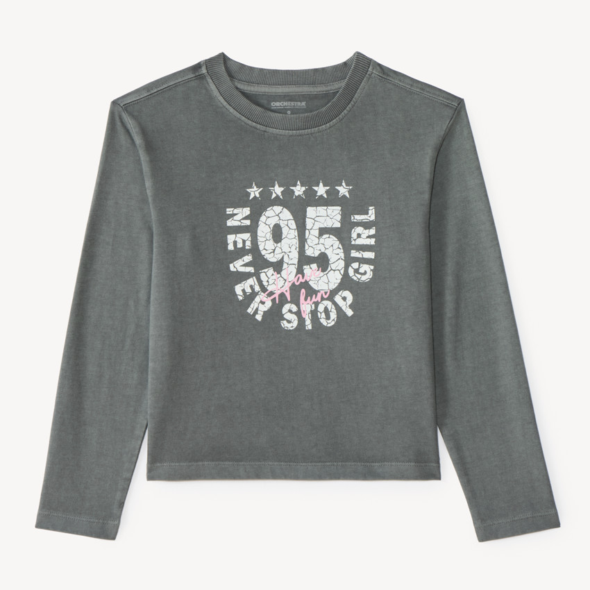 T-shirt à manches longues pour fille effet délavé 