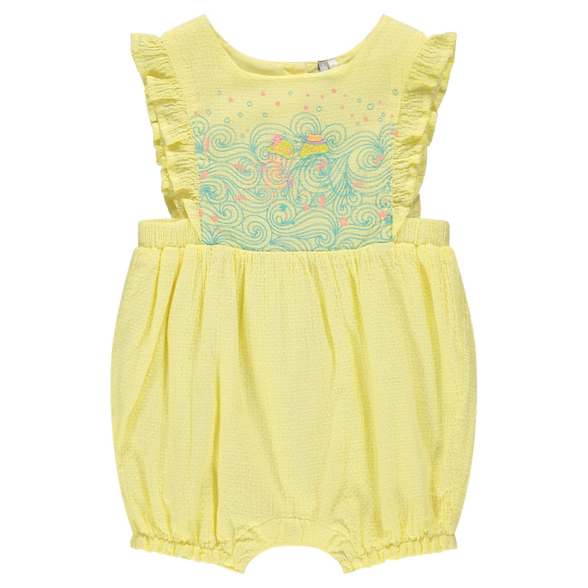 Κοντό ολόσωμο φορμάκι με βολάν και φαντεζί τύπωμα 