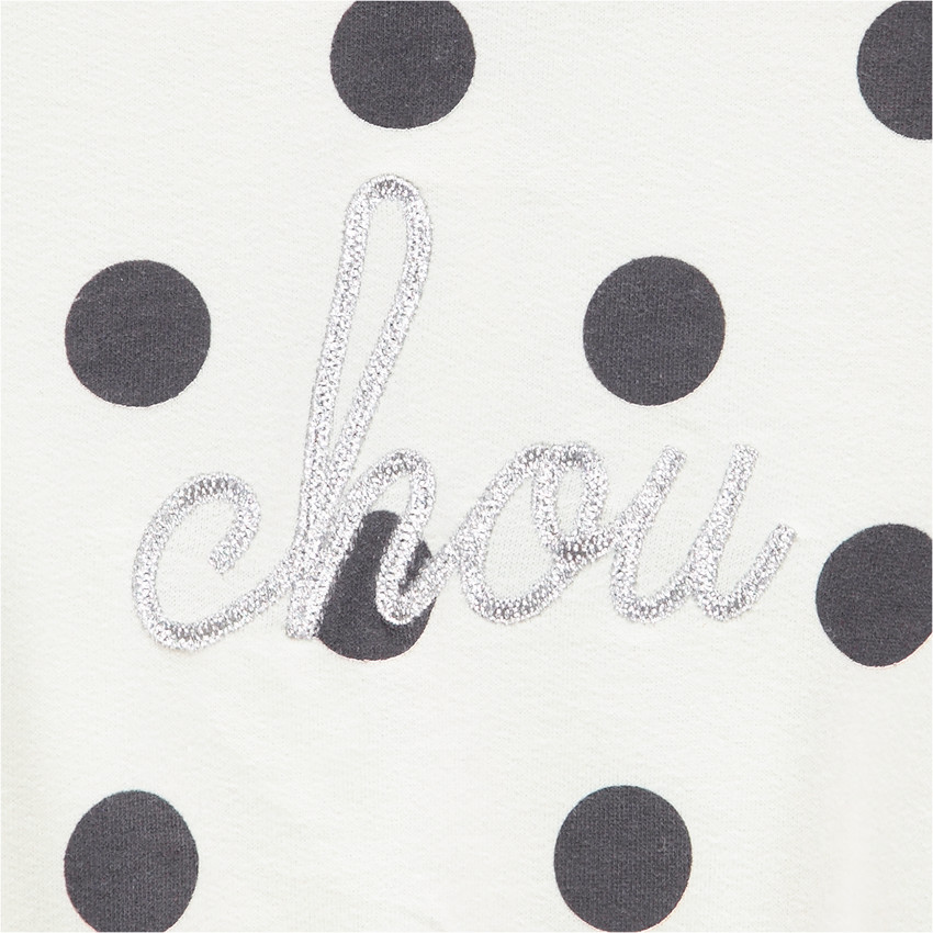 Φούτερ molleton με πουα και  μήνυμα κέντημα για bebe κορίτσι 