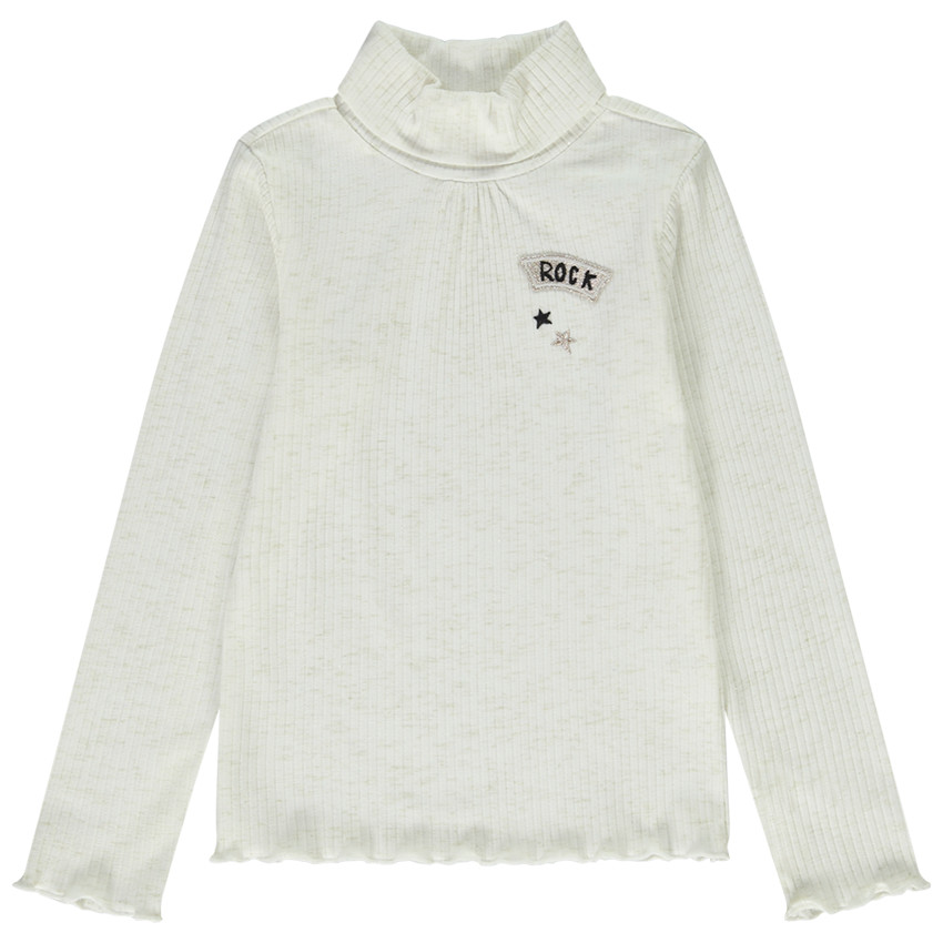 Μπλουζάκι ζιβάγκο effet κοτλέ και κεντημένο patch για κορίτσι 