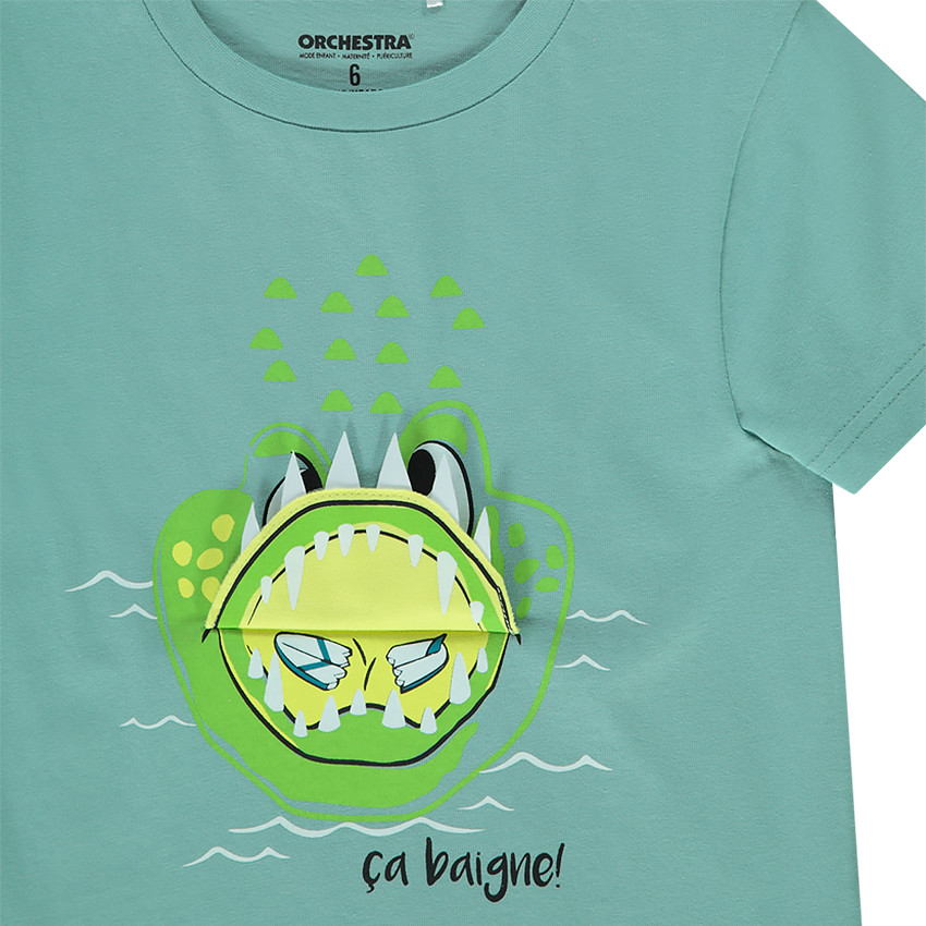 T-shirt manches courtes en jersey print ludique pour garçon Main T-shirt manches courtes en jersey print ludique pour garçon