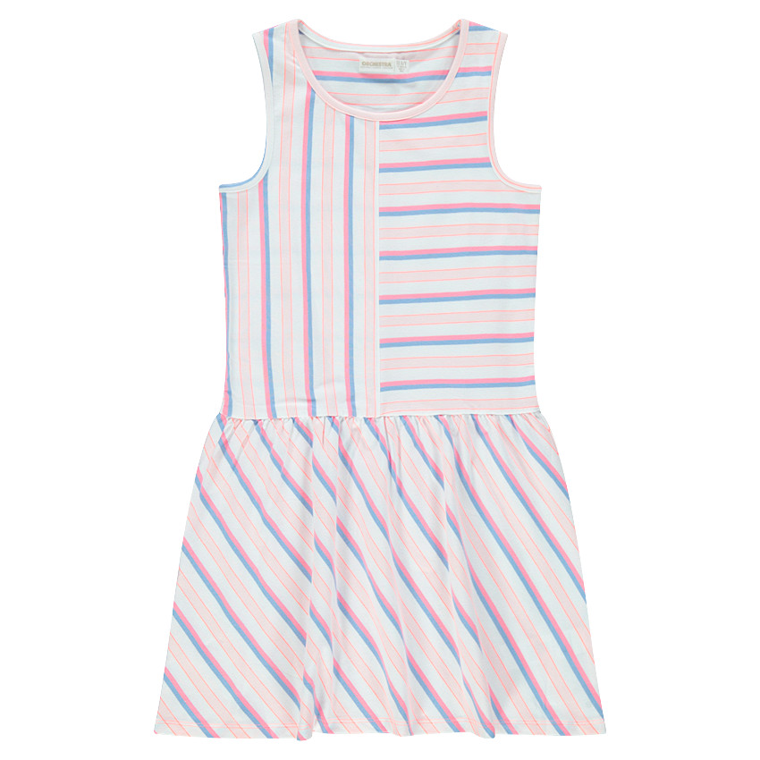 Παιδικά - Αμάνικο φόρεμα με ρίγες σε αντίθεση 