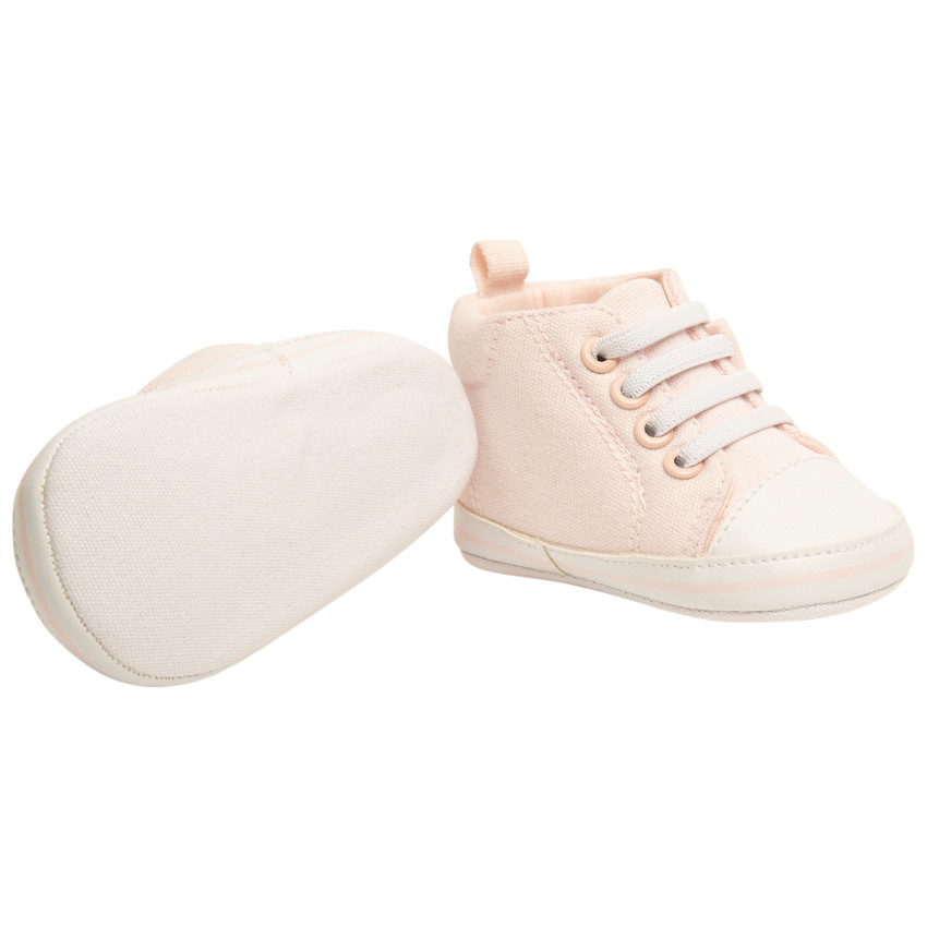Αθλητικά παπούτσια μποτάκια με κορδόνια πάνινο με φιόγκο για bebe κορίτσι 