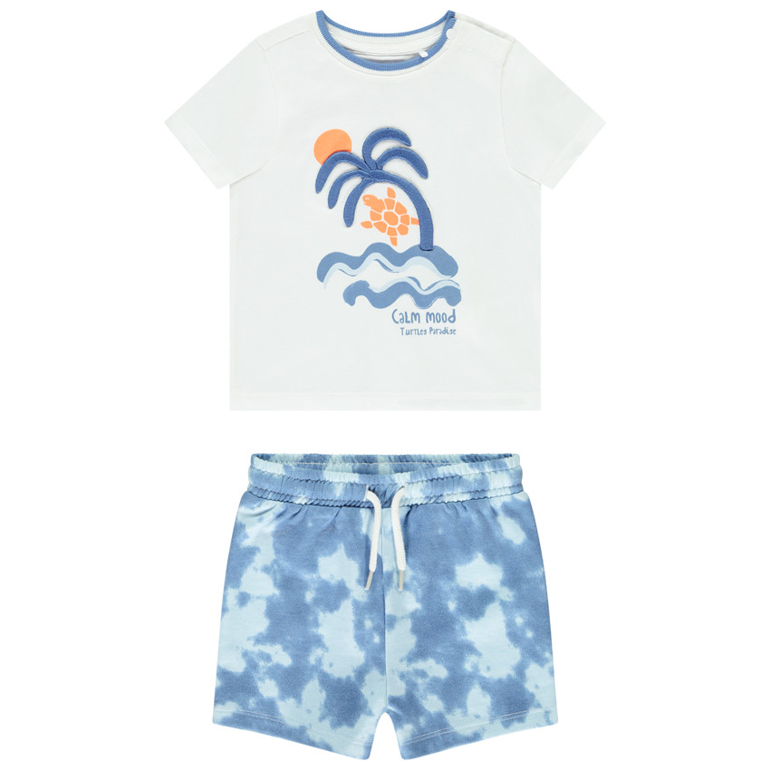 Σετ 2 τμχ. με βερμούδα molleton tie & dye για bebe αγόρι 