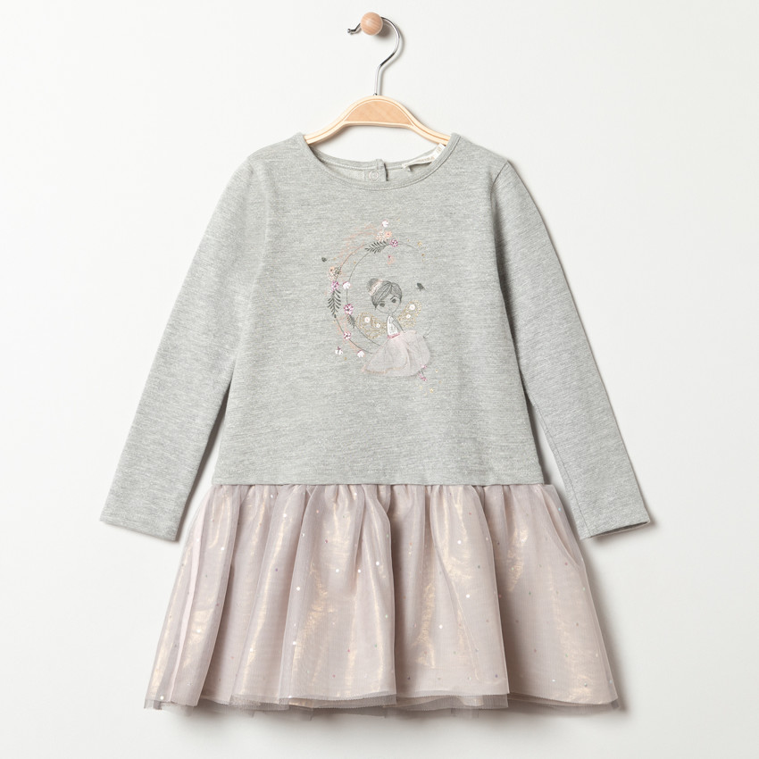 Γιορτινό φόρεμα effet 2 σε 1 bi-matière για κορίτσι 