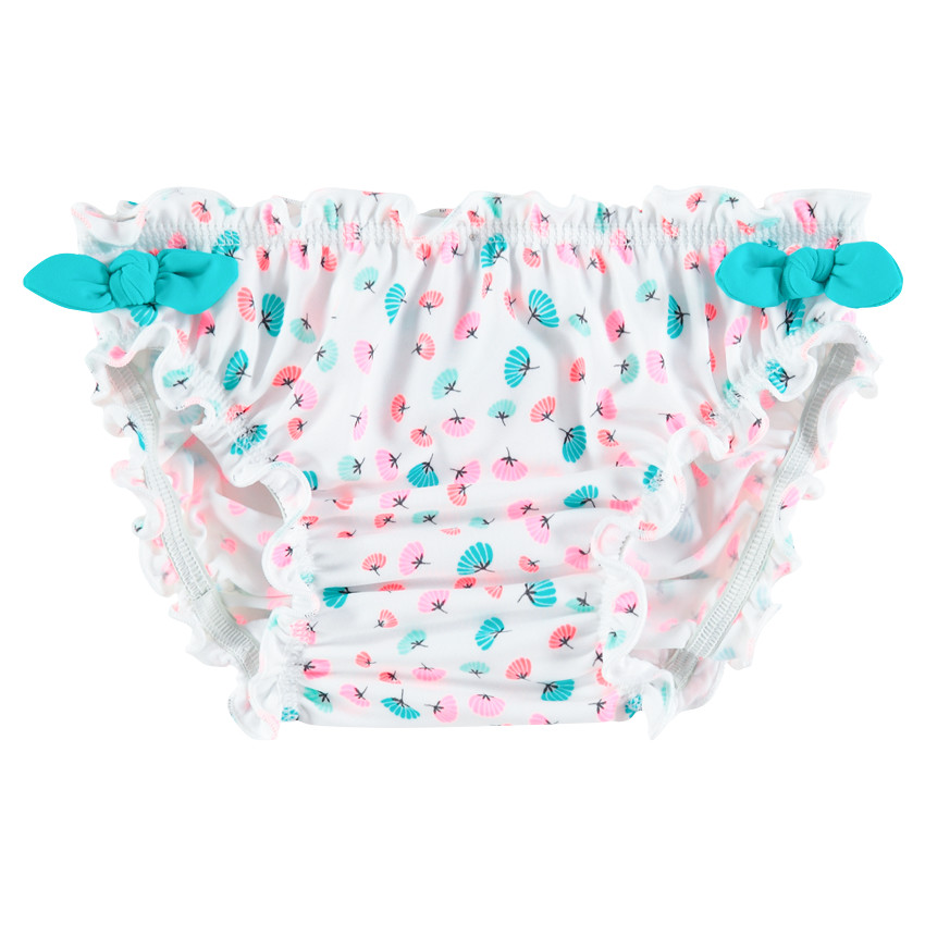 Εμπριμέ μαγιό-σλιπ με φιογκάκια 