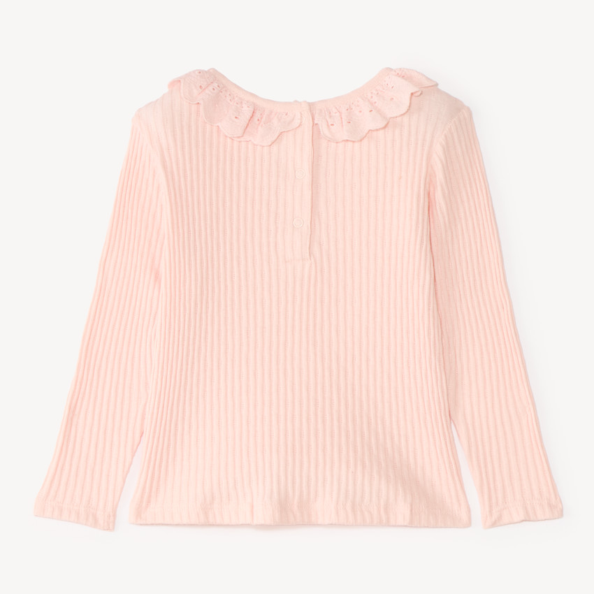 T-shirt à manches longues pour bébé fille avec col volanté 