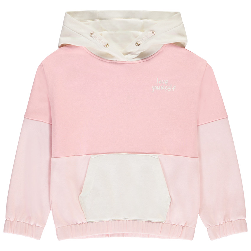 Sweat molleton oversize effet color block à capuche pour fille 