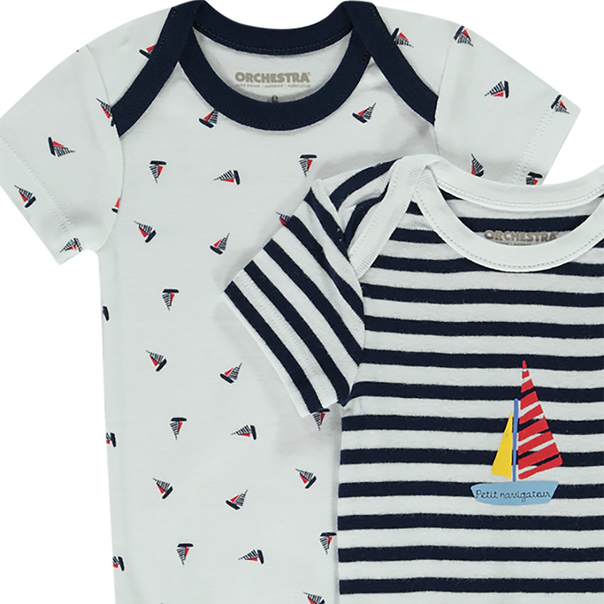 Lot de 7 bodies imprimé voiliers pour bébé garçon 