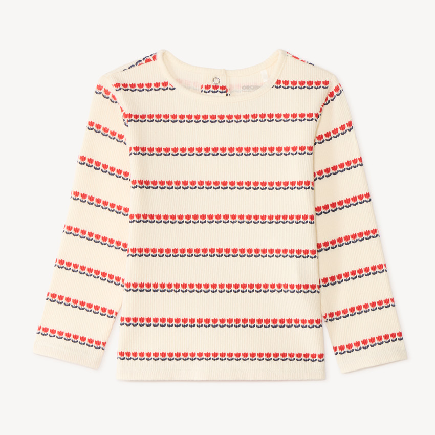 T-shirt bébé fille manches longues motif tulipes 