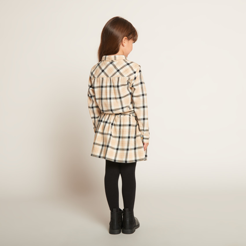 Φόρεμα πουκάμισο με ζώνη και καρό σχέδιο για κορίτσι 