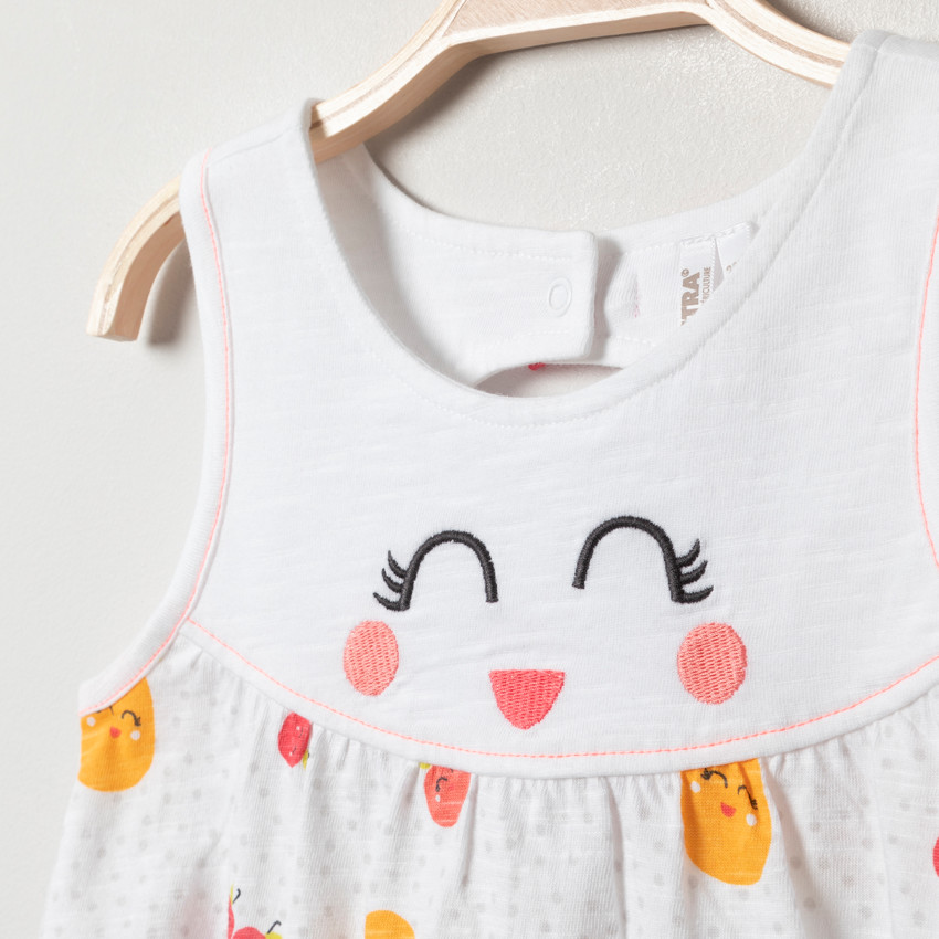 Φόρεμα αμάνικο βαμβακερό με σχέδιο φρούτα 