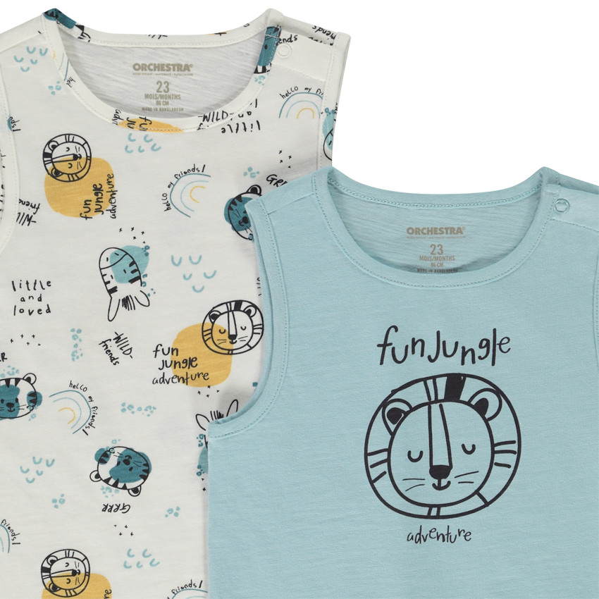 Σετ από 2 αμάνικα μπλουζάκια από jersey για bebe αγόρι 