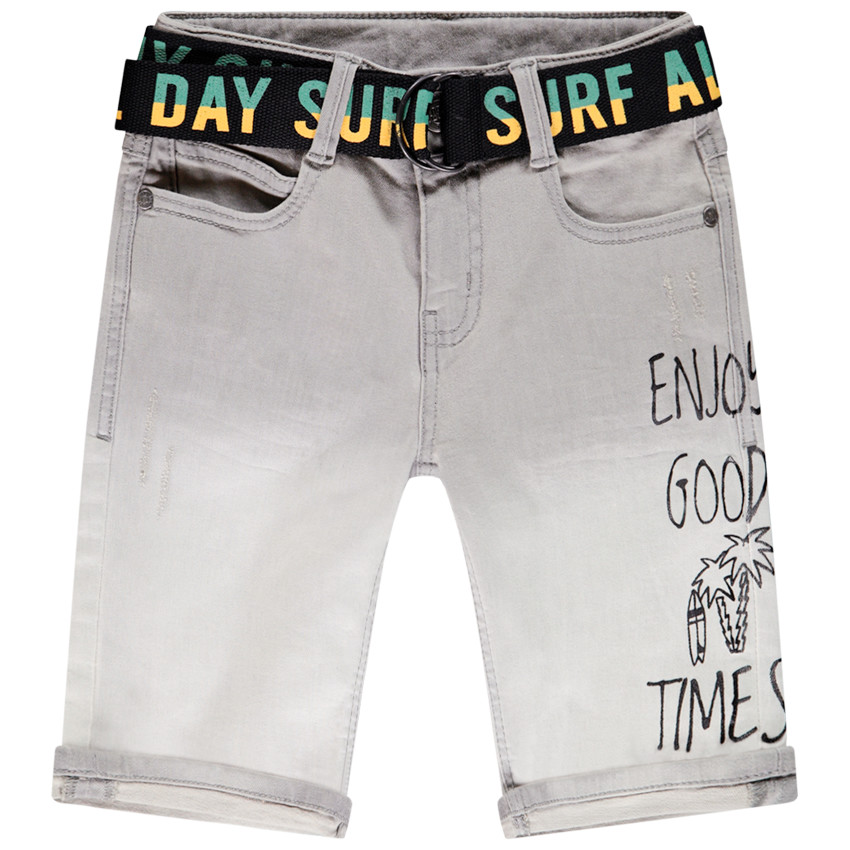 Bermuda en jean effet dip dye avec ceinture pour garçon Main Bermuda en jean effet dip dye avec ceinture pour garçon