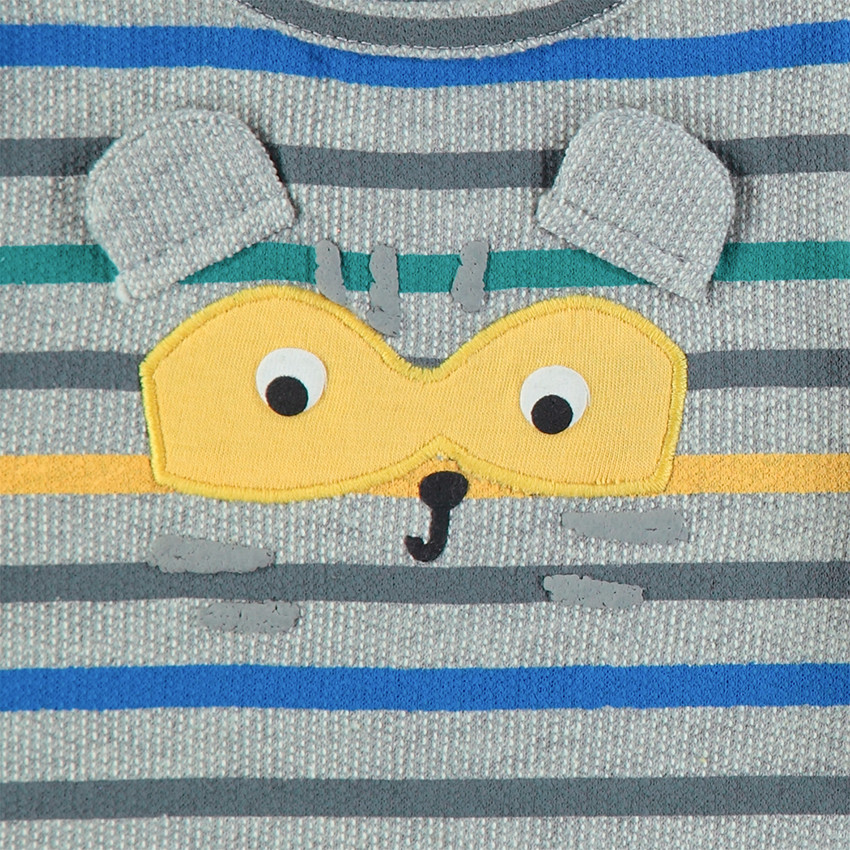 Πλεκτό ολόσωμο φορμάκι με ρίγες και μπάλωμα με ζωάκι  Additional Πλεκτό ολόσωμο φορμάκι με ρίγες και μπάλωμα με ζωάκι