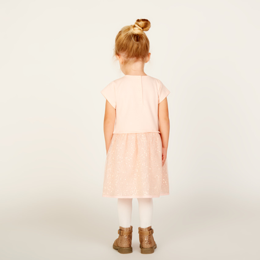 Robe de fête manches courtes effet 2 en 1 pour bébé fille 