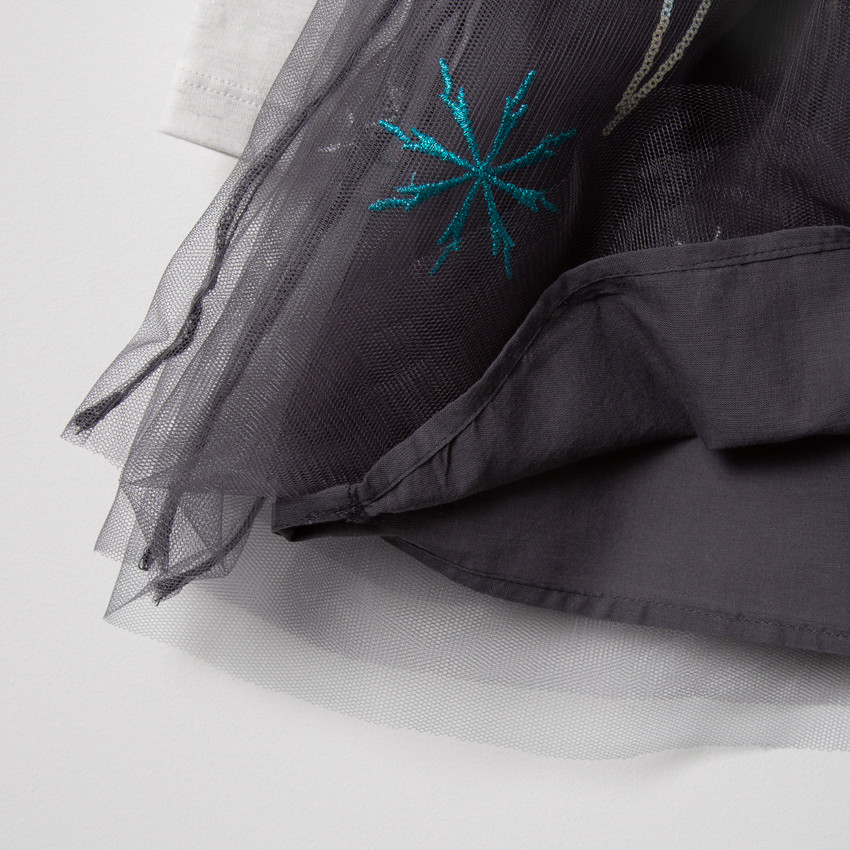 Μακρυμάνικο φόρεμα από τούλι με παγιέτες και στάμπα την Έλσα από το Frozen της Disney 