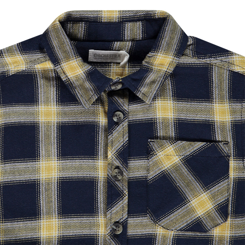 Chemise manches longues en flanelle à carreaux pour garçon Main Chemise manches longues en flanelle à carreaux pour garçon