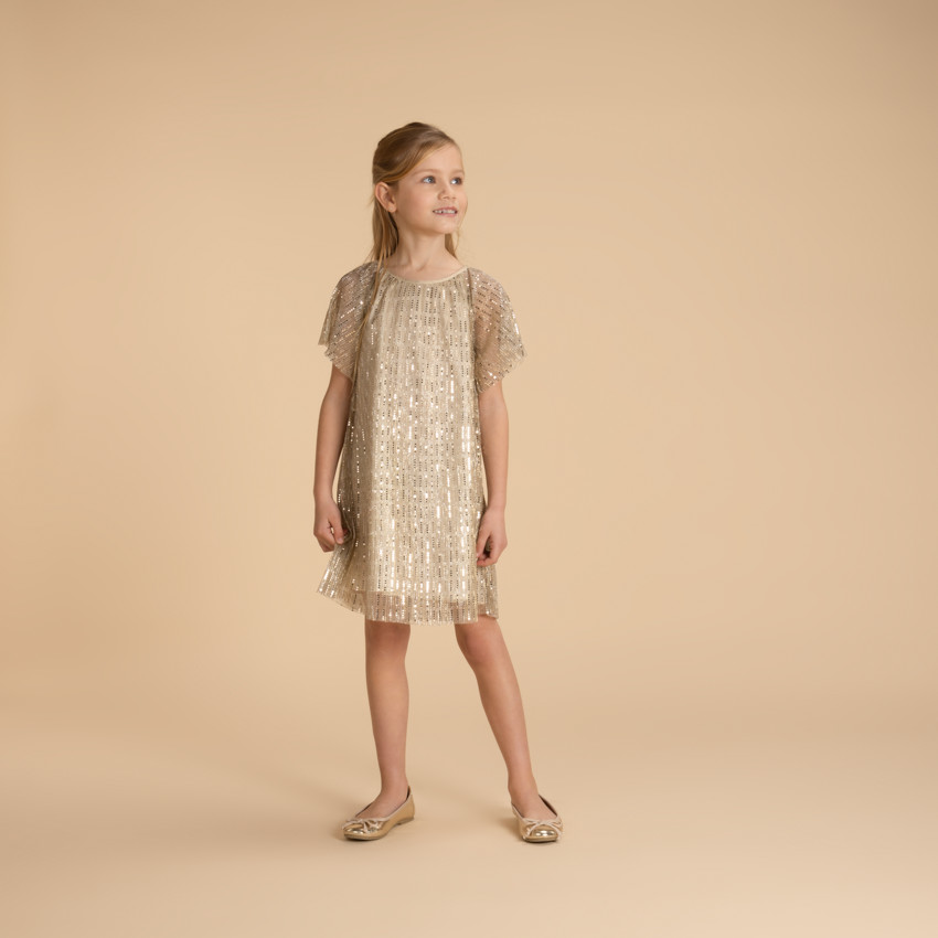 Φόρεμα γιορτής με χρυσές παγιέτες για κορίτσι 