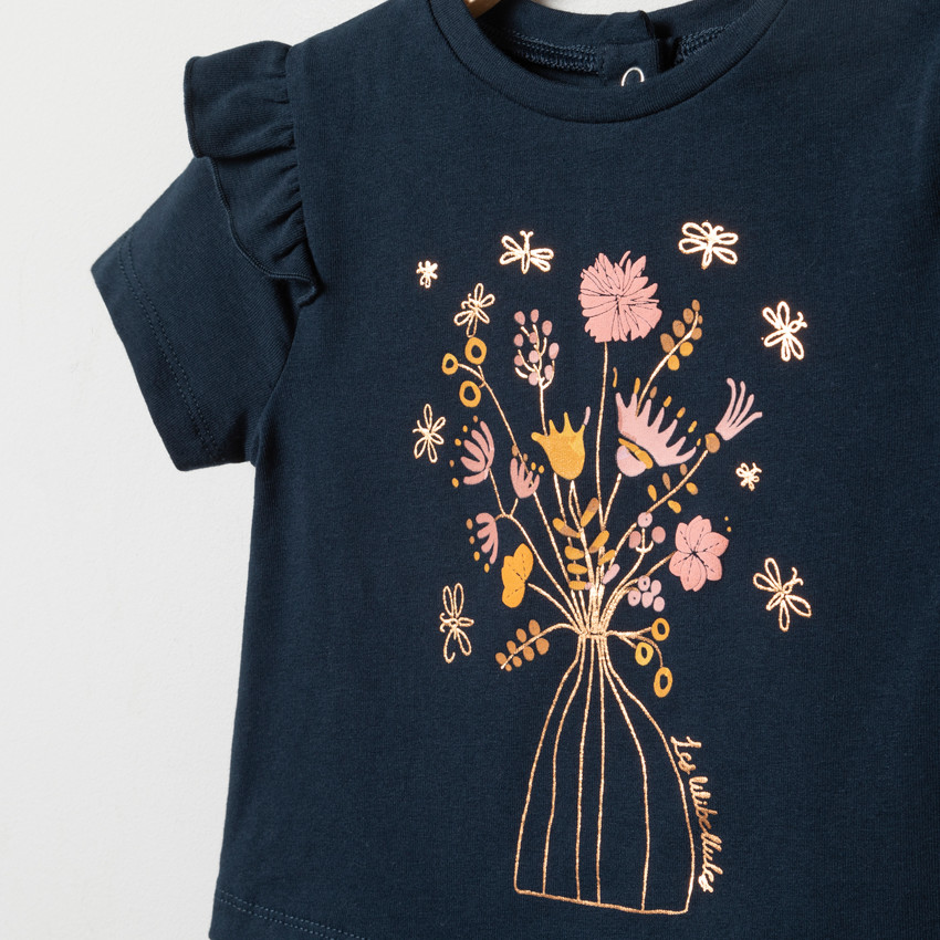 Φόρεμα πλεκτό κοντομάνικο effet 2-σε-1 