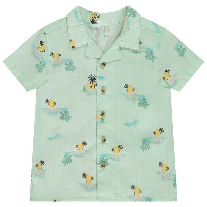 Πουκάμισο κοντομάνικο με print νησιά για bebe αγόρι 