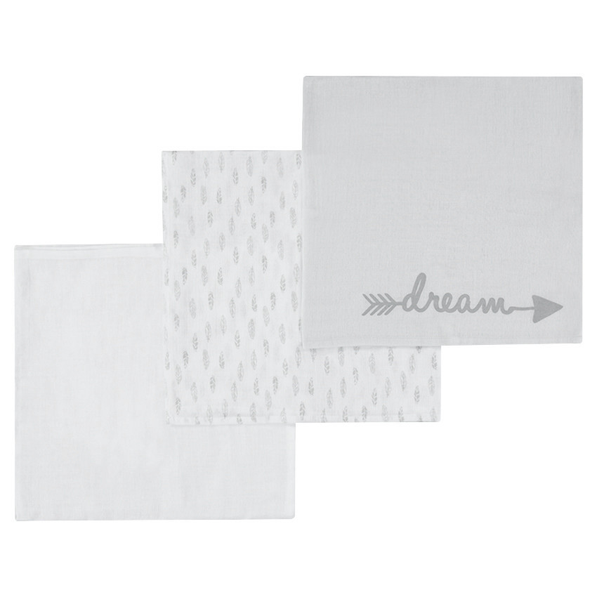 Σετ 3 τετράγωνες πάνες αγκαλιάς με μοτίβο φτερά 