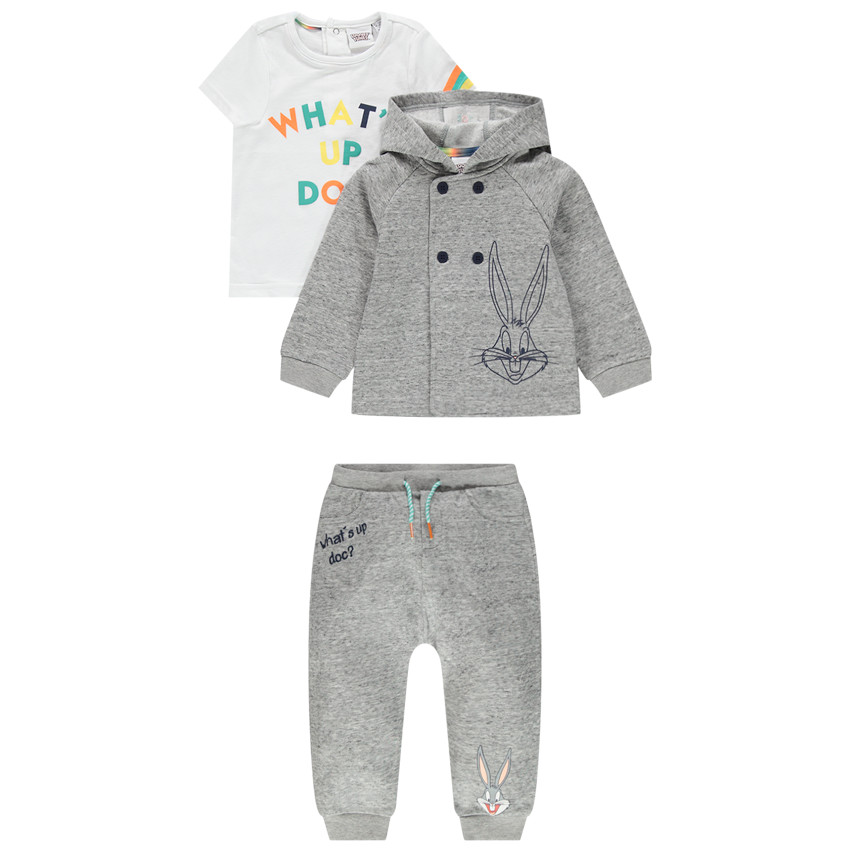 Σύνολο 3 κομματιών από μελανζέ φανέλα με στάμπα Bugs Bunny της Looney Tunes  Additional Σύνολο 3 κομματιών από μελανζέ φανέλα με στάμπα Bugs Bunny της Looney Tunes