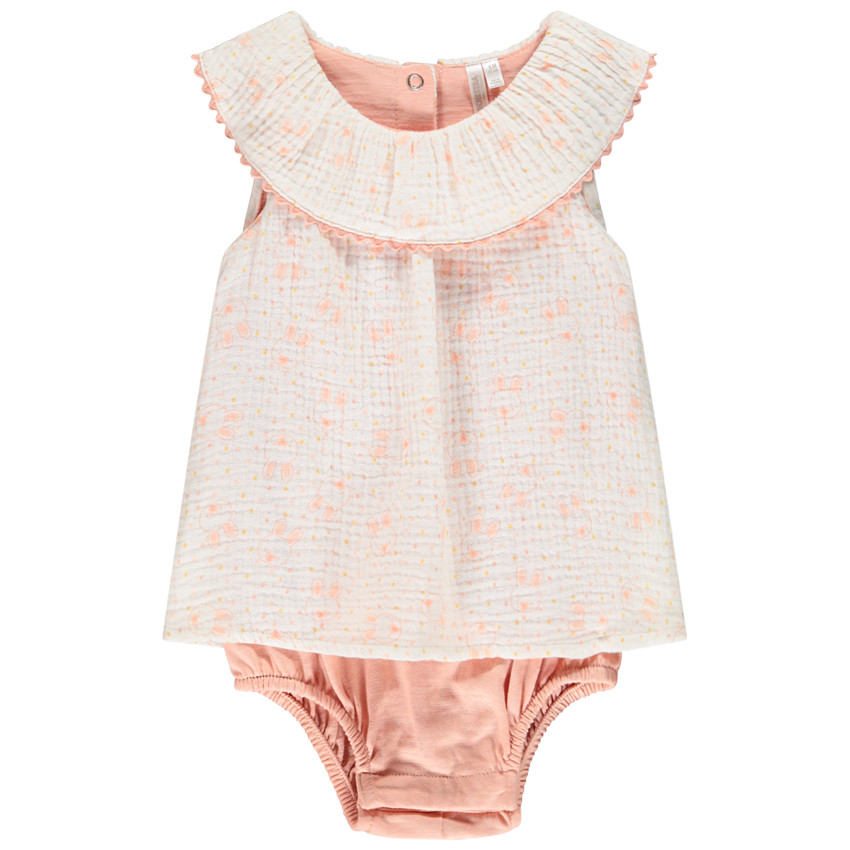 Combi κοντό βαμβακερό για bebe κορίτσι 