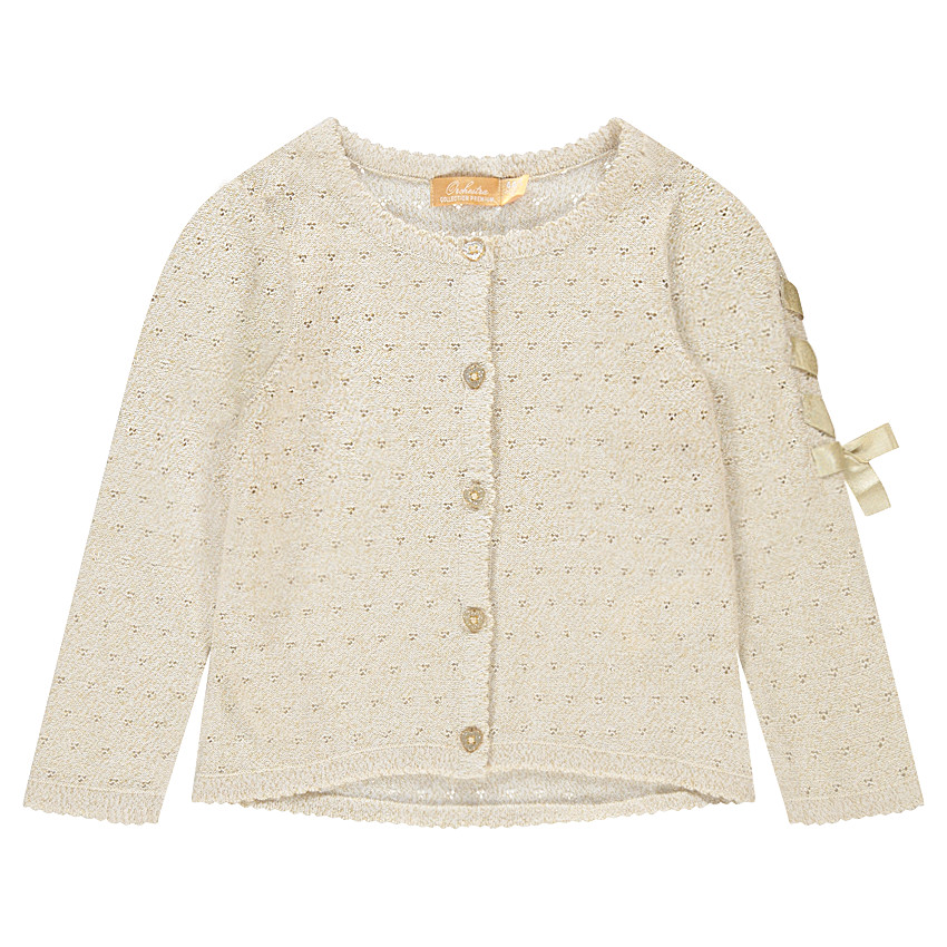 Πλεκτή ιριδίζουσα ζακέτα με σατέν κορδόνια  