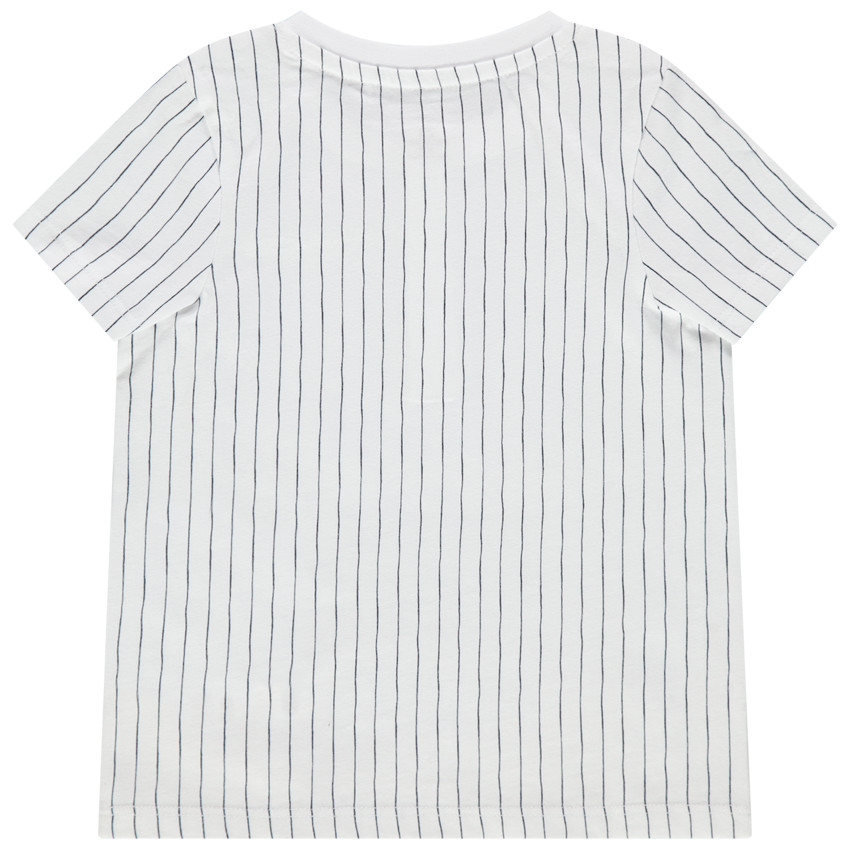 Κοντομάνικη μπλούζα από βιολογικό βαμβάκι με ρίγες και τυπωμένο μήνυμα 