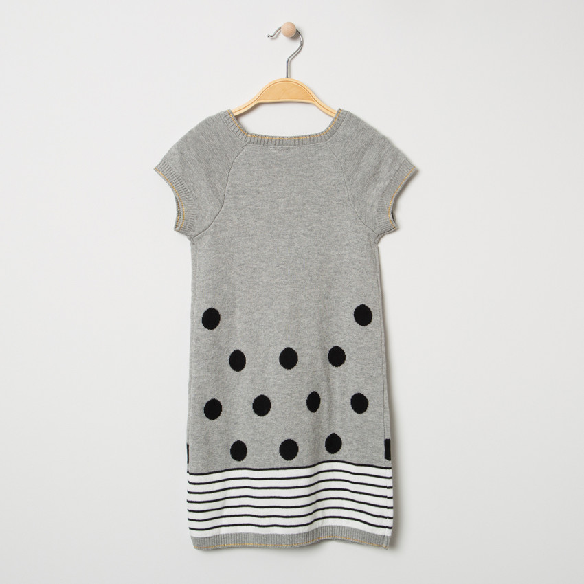 Πλεκτό κοντομάνικο φόρεμα με στάμπα τη Μίνι της Disney και χρυσαφί φιόγκο 