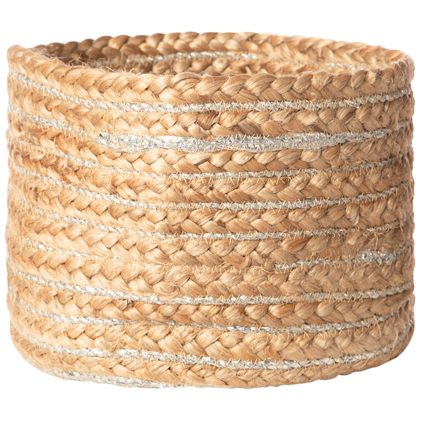 "Καλάθι από πλεγμένο jute με ασημένιες λωρίδες" 
