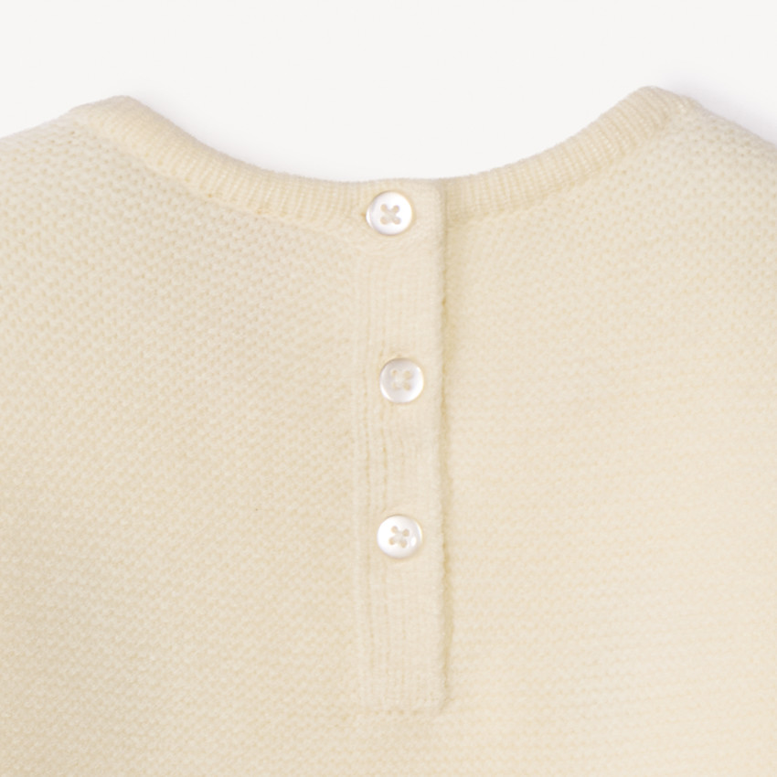 Πλεκτό πουλόβερ με χριστουγεννιάτικα patchs από feutrine για μωρό κορίτσι 