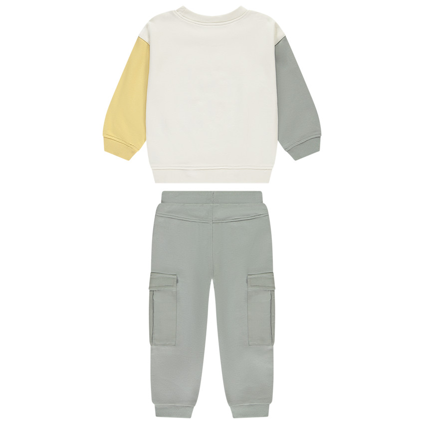 Σετ φόρμας από molleton με εφέ color block για bebe αγόρι 