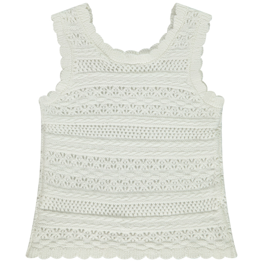 Αμάνικο μπλουζάκι πλεκτό και cochet για bebe κορίτσι 
