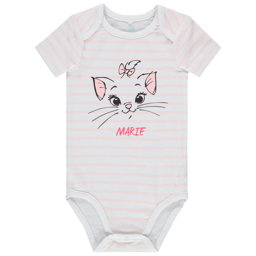Body κοντομάνικο ριγέ με τύπωμα  Marie Aristochats Disney 
