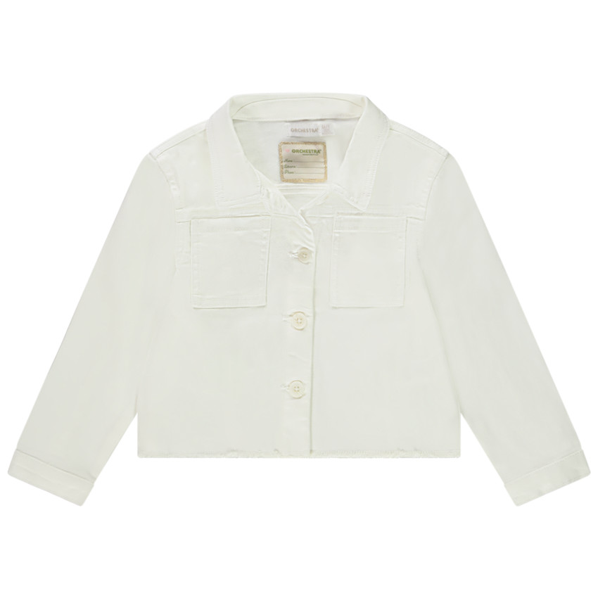 Ζακέτα σε jean style worker με raw cut για κορίτσι 