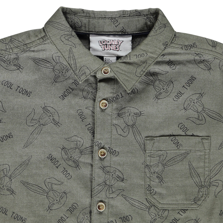 Chemise manches longues en coton imprimé Bugs Bunny pour garçon Main Chemise manches longues en coton imprimé Bugs Bunny pour garçon