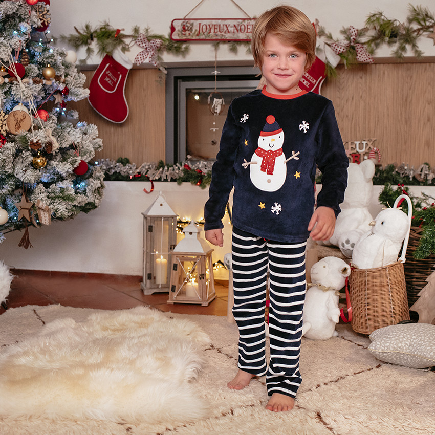 Pyjama en velours esprit Noël et pantalon à rayures  Additional Pyjama en velours esprit Noël et pantalon à rayures