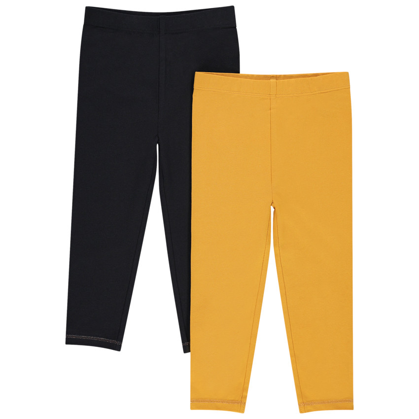 Σετ από 2 μονόχρωμα κολάν από βαμβάκι για κορίτσι μωρού 