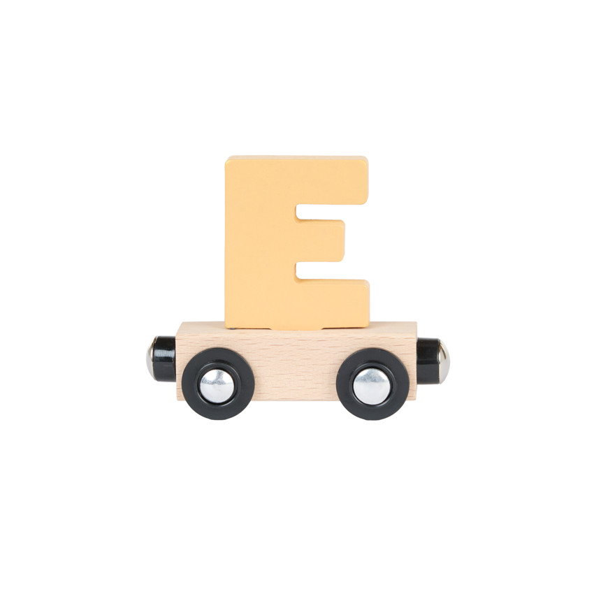 Wagon en bois lettre "E" - jaune 