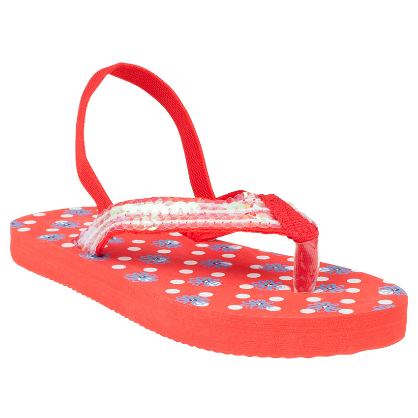 Tongs avec bride élastiquée et sequins fantaisie 