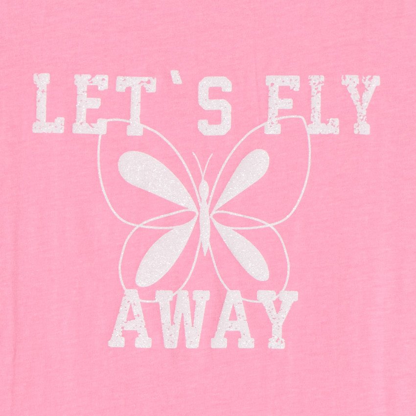 T-shirt με κοντά μανίκια και γυαλιστερό τύπωμα για κορίτσι 