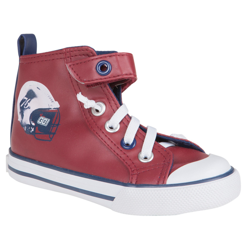 Baskets montantes à lacets et scratch print casque 