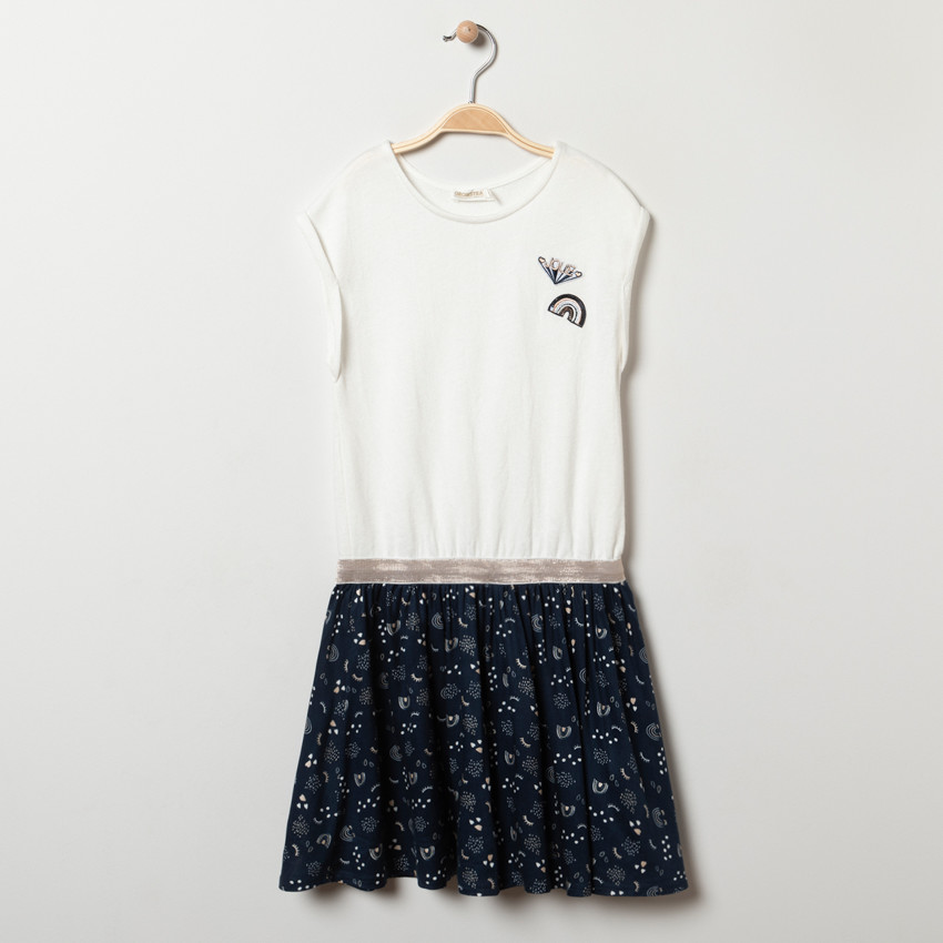 Φόρεμα κοντομάνικο effet 2 σε 1 για κορίτσι 